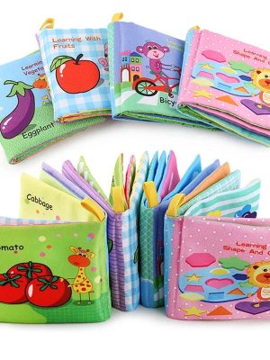0-12Monthes Baby Cloth Book Fruits Animals Cognize Puzzle Book Infant Kids Early Learning Educational Fabric Books Toys