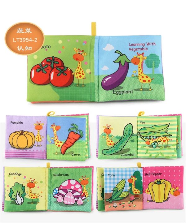 0-12Monthes Baby Cloth Book Fruits Animals Cognize Puzzle Book Infant Kids Early Learning Educational Fabric Books Toys