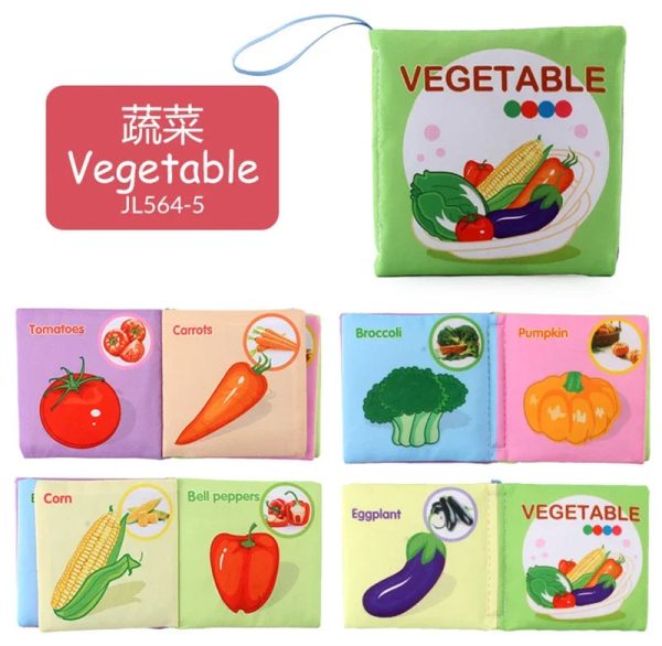 0-12Monthes Baby Cloth Book Fruits Animals Cognize Puzzle Book Infant Kids Early Learning Educational Fabric Books Toys