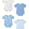 4 Sets Baby's Cartoon Pattern Short Sleeve Set, Onesie & Hat & Pants, Baby Boy's Clothing