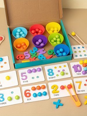 1 Set Of Montessori Math Teaching AIDS Baby Number Cognition Matching Puzzle Benefit Intelligence Clip Beads Children's Fine Action Toys