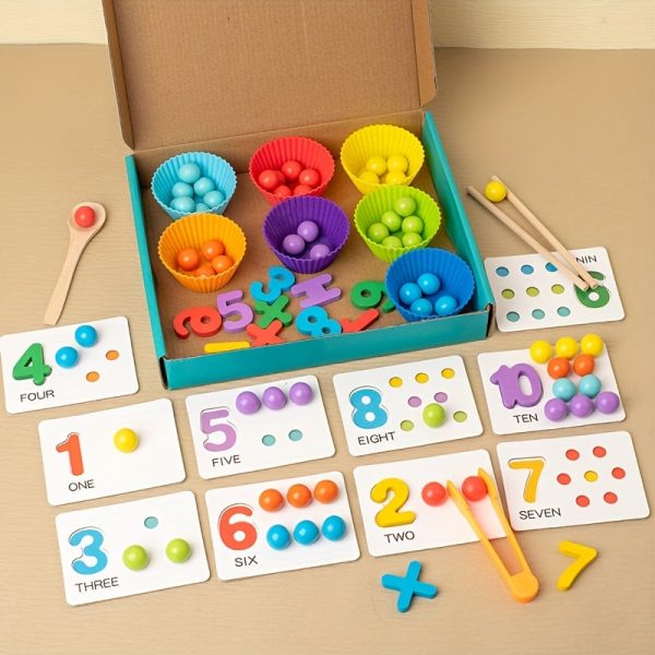 1 Set Of Montessori Math Teaching AIDS Baby Number Cognition Matching Puzzle Benefit Intelligence Clip Beads Children's Fine Action Toys