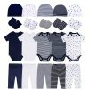 Baby Boy's 20pcs Newborn Clothes Gift Cotton Suit - 5pcs Short Sleeve Rompers +5pcs Pants +5pcs Hat +5pcs Gloves Set