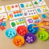 1 Set Of Montessori Math Teaching AIDS Baby Number Cognition Matching Puzzle Benefit Intelligence Clip Beads Children's Fine Action Toys