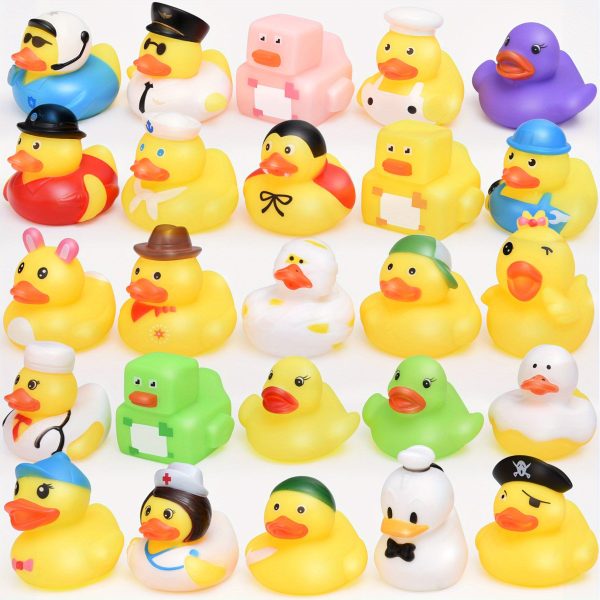 25pcs, Soft Rubber Duck Bath Toys for Toddlers - Assorted Duckies for Bathtime Fun - Perfect Birthday or Baby Shower Gift