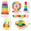 6 In 1 Wooden Montessori Toys, Preschool Kids Educational Toys, Musical Instruments Multifunctional Preschool Teaching Toys, Beads, Clock Shape, Caterpillar Shape Halloween Thanksgiving Christmas Gift
