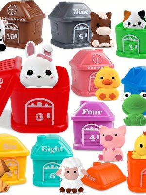 10pcs Montessori Farm Animal Learning Toys for Toddlers - Counting, Matching, Sorting, and Fine Motor Games - Perfect Christmas, Birthday, or Easter Gift for Baby Boys and Girls