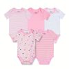 5-Piece Adorable Baby Girls Cotton Romper Set - Perfect for Newborns!