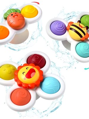 3-Pack Suction Cup Spinner Toys - Sensory & Early Education Toys for Babies & Toddlers - Perfect Birthday Gifts for Boys & Girls!