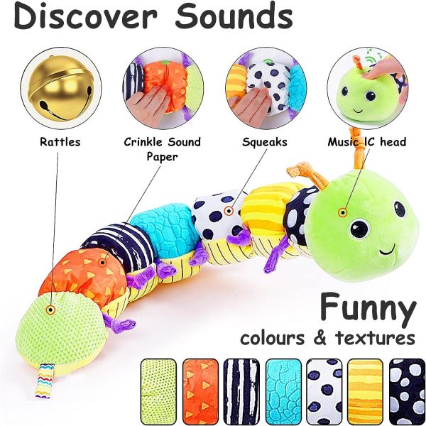 1690381368939-56d6dc0d574e4fdeb8851c44730412a0-goods.jpg Baby Toy, Infant Musical Stuffed Animal Activity Soft Toys with Multi-Sensory Crinkle, Rattle & Textures, for Tummy Time Newborn Boys & Girls Gifts, Caterpillar