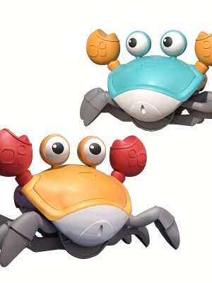Crawling Crab Baby Toy Gift Tummy Time Toys Walking Dancing Cute Essentials Electric Induction Sensory Stuff Moving Babies Crabs With Light Up Music For Toddler Boys Girls Items Interaction Gadgets