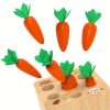 Montessori Toys For 1 2 3 Year Old Toddlers, Carrot Harvest Game Wooden Toy For 12 18 Months Baby Boys And Girls, Educational Learning Shape Sorting Matching Gifts For Babies 1-3