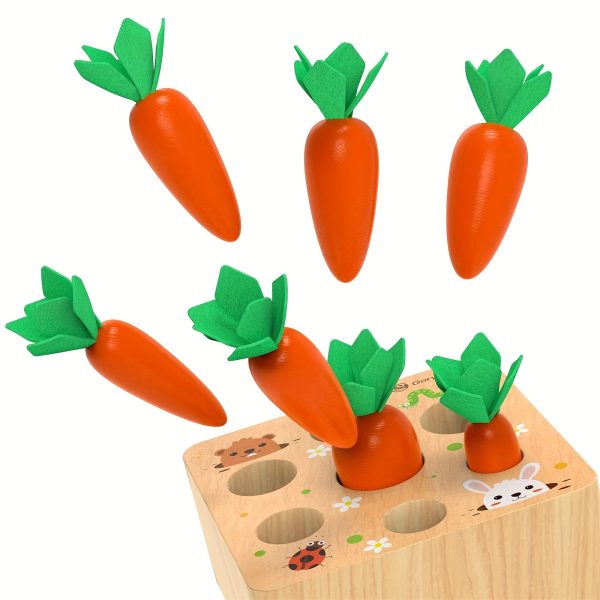 19b8d45ef77ee004fd478cb092b2a7f7.jpg Montessori Toys For 1 2 3 Year Old Toddlers, Carrot Harvest Game Wooden Toy For 12 18 Months Baby Boys And Girls, Educational Learning Shape Sorting Matching Gifts For Babies 1-3