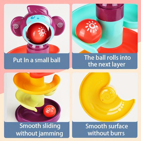 Educational Track Slide Tower with Rolling Balls - Stackable and Rotating Ball Toy for Early Childhood Development - Perfect Gift for Boys and Girls