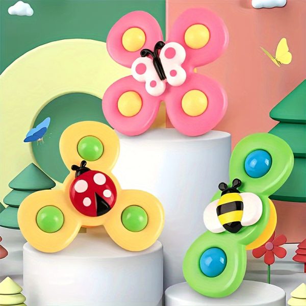 3pcs Sensory Suction Cup Rotating Toys, Early Education And Bathtub Toys, Perfect Birthday Gifts easter gift
