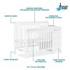 2023 New 4-in-1 Mini Convertible Crib and Changer in White,Non-Toxic Finish, New Zealand Pinewood
