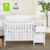 2023 New 4-in-1 Mini Convertible Crib and Changer in White,Non-Toxic Finish, New Zealand Pinewood