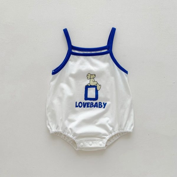 2023 New In Summer Infant Newborn Girls Boys Sleeveless Cartoon Print Outwear Kids Baby Pure Cotton Overalls Bodysuits