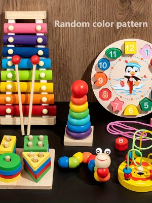6 In 1 Wooden Montessori Toys, Preschool Kids Educational Toys, Musical Instruments Multifunctional Preschool Teaching Toys, Beads, Clock Shape, Caterpillar Shape Halloween Thanksgiving Christmas Gift