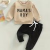 "Adorable Baby Boys ""MAMA'S BOY"" Outfit - Long Sleeve Sweatshirt and Trousers Set"