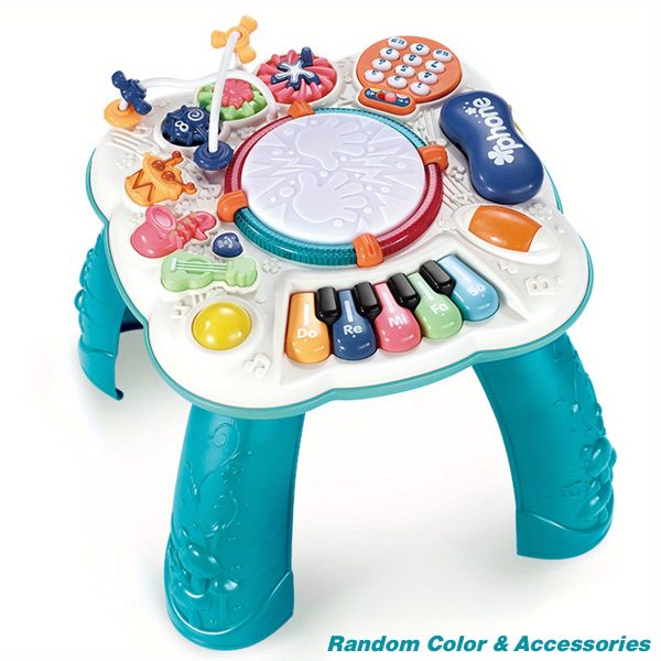 Multi-Functional Baby Activity Table with Music and Learning Features - Perfect for Early Education and Development - Sturdy and Fun Toy for 6-18 Month Olds - Great Birthday Gift (Random Color)
