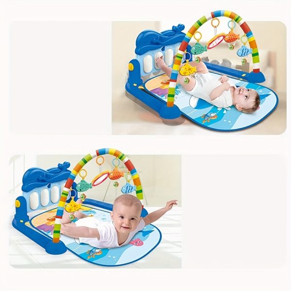 Baby Foot Stepping Piano Multifunctional Whale Foot Piano 6 Months Baby Educational Reclining Play Toy Music Fitness Rack 0-3 Years Old