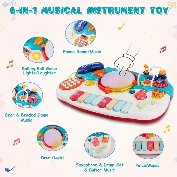 6-in-1 Light Up Phone Drum Keyboard Piano Set, Musica Baby Toys For 12 To 18 Months Toddlers, 1 2 3 Years Old Babies, First Birthday Gifts For Boys Girls