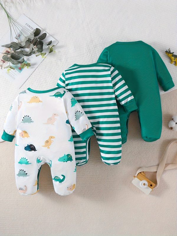 Baby Boys Star Printed Footed Bodysuit 3 Piece Set