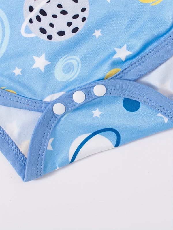4 Sets Baby's Cartoon Pattern Short Sleeve Set, Onesie & Hat & Pants, Baby Boy's Clothing
