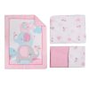 3Pcs Cotton Crib Bed Linen Kit For Boy Girl Baby Bedding Set Includes Bed Quilt/bed Cover/bed Skirt Cute Cartoon Elephant Print