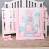 3Pcs Cotton Crib Bed Linen Kit For Boy Girl Baby Bedding Set Includes Bed Quilt/bed Cover/bed Skirt Cute Cartoon Elephant Print