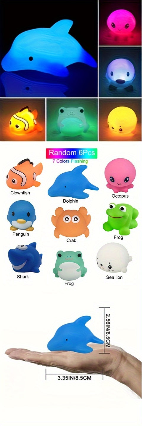 3c51e251-716e-424a-b5d9-045bb6731211-1.jpg 6 pcs Color Changing Light Up Bath Toys for Kids - Fun Floating Rubber Toys for Bathtub and Shower Games - Perfect for Toddlers and Children