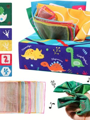 Montessori Baby Sensory Toy Set - Crinkle Paper Scarves and Tissue Box Toy for Early Learning and Development - Perfect Christmas or Easter Gift Idea
