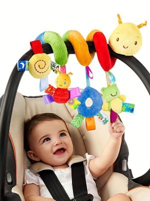 Plush Hanging Crib Toy - Cute Animal Shape with Rainbow Colors - Perfect for Strollers and Car Seats - Ideal Baby Gift for New Moms