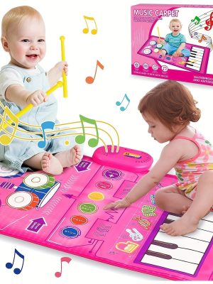 Toddler Piano Keyboard & Drum Floor Mat with Sticks - Early Musical Learning Sensory Toys for 12-18 Months - 2-in-1 Baby Toy for Boys and Girls - Perfect Birthday Gift for 1, 2, and 3 Year Olds