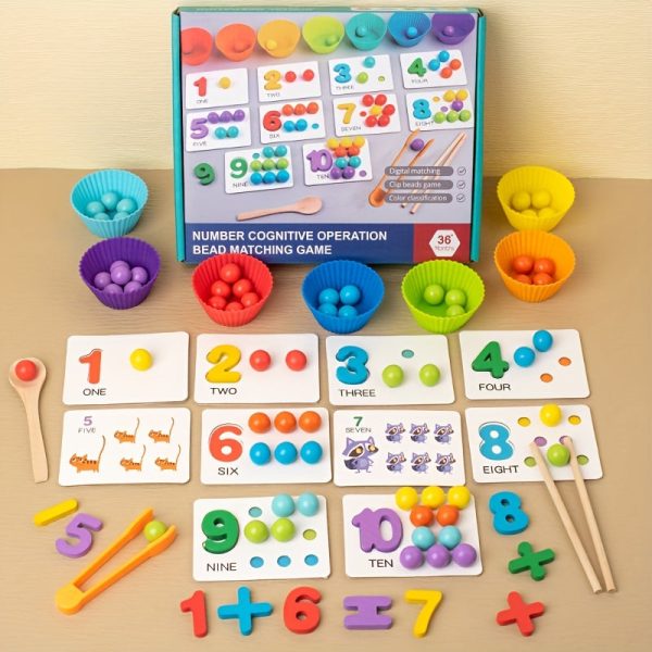 1 Set Of Montessori Math Teaching AIDS Baby Number Cognition Matching Puzzle Benefit Intelligence Clip Beads Children's Fine Action Toys