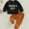 "Adorable Baby Boys ""MAMA'S BOY"" Outfit - Long Sleeve Sweatshirt and Trousers Set"
