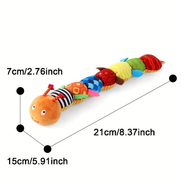 5b889e1d00f1121f46c6837b12dbbb75.jpg 1 pc Musical Caterpillar Stuffed Toy for Infants and Toddlers - Soft Tummy Time Toy with Ruler, Bells, Rattle, and Crinkle - Educational and Interactive Plush Toy - Perfect Gift for Baby Boys and Girls