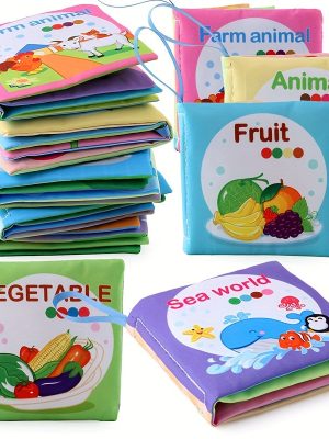 5pcs Non-Tearable Cloth Book for Early Learning and Cognitive Development with Sand Sound and Fruit Animals - Perfect Gifts for Christmas, Birthdays, Halloween, and Thanksgiving