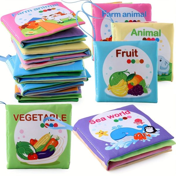 5pcs Non-Tearable Cloth Book for Early Learning and Cognitive Development with Sand Sound and Fruit Animals - Perfect Gifts for Christmas, Birthdays, Halloween, and Thanksgiving