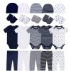 Baby Boy's 20pcs Newborn Clothes Gift Cotton Suit - 5pcs Short Sleeve Rompers +5pcs Pants +5pcs Hat +5pcs Gloves Set