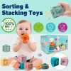 6 In 1 Baby Toys, Montessori Toy Soft Building Blocks Stacking Ring Infant Teething Toy Pull String Toy, Suction Cup Spinner Toy Eggs Color Matching Game Shape Sorter Sensory Bin
