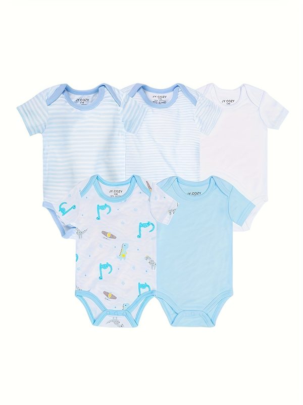 5-Piece Adorable Baby Girls Cotton Romper Set - Perfect for Newborns!