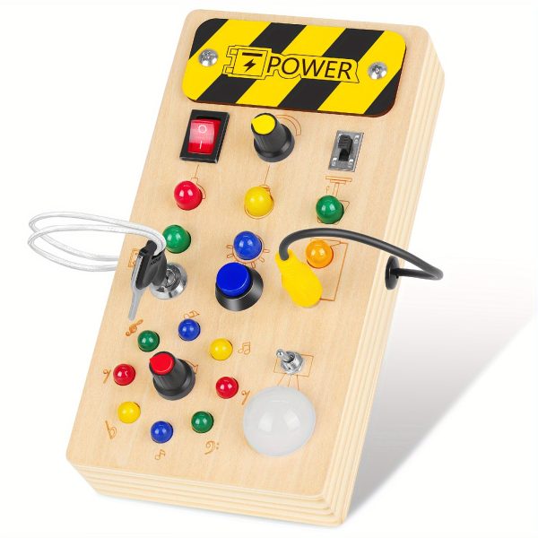 63674c7c1ecb4f4e0404fcff22af8076.jpg 1pc Sensory Toy, Montessori Busy Board, LED Light Switch Sensory Toy, Travel Toy, Christmas, Thanksgiving Day Gift Easter Gift
