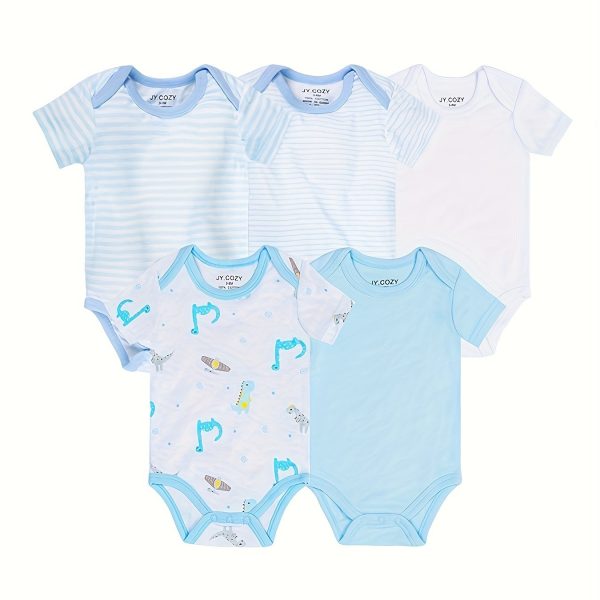 5-Piece Adorable Baby Girls Cotton Romper Set - Perfect for Newborns!