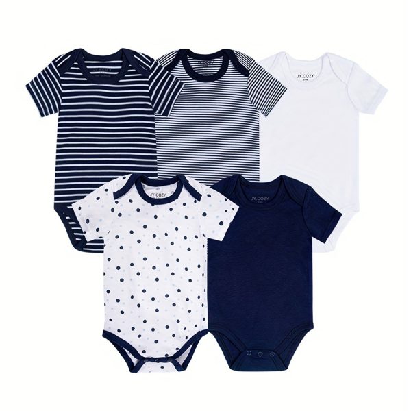 5-Piece Adorable Baby Girls Cotton Romper Set - Perfect for Newborns!