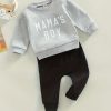 "Adorable Baby Boys ""MAMA'S BOY"" Outfit - Long Sleeve Sweatshirt and Trousers Set"