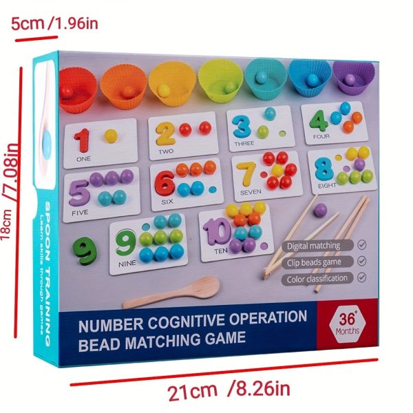 1 Set Of Montessori Math Teaching AIDS Baby Number Cognition Matching Puzzle Benefit Intelligence Clip Beads Children's Fine Action Toys