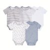 5-Piece Adorable Baby Girls Cotton Romper Set - Perfect for Newborns!