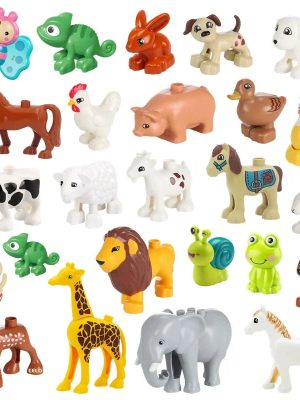 74 Styles Big Size Building Blocks Animal Figures Accessories Block Lion Panda Snail Bricks Assembly Toys For Children Kids Gift